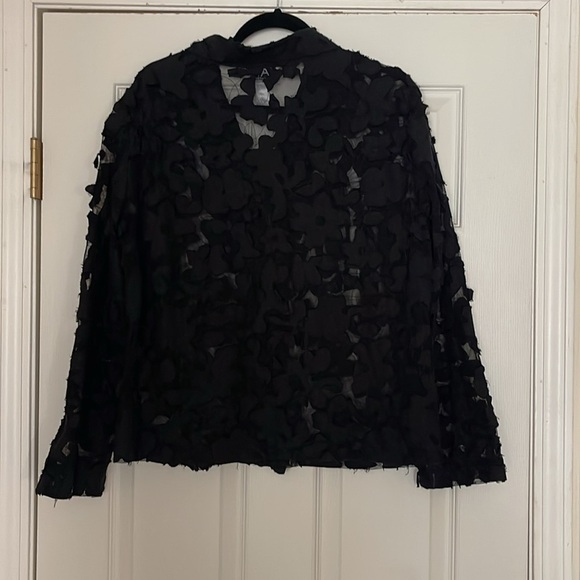 KARI New York -  Black Netting with Floral Appliqués Top - Unique - size 14W - Picture 3 of 5